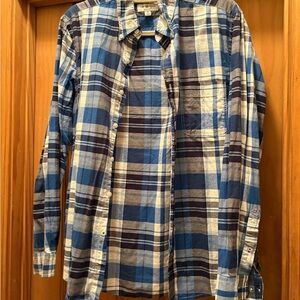 Club Room Men's Blue and White Checkered Shirt